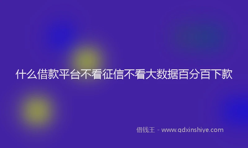 什么借款平台不看征信不看大数据百分百下款