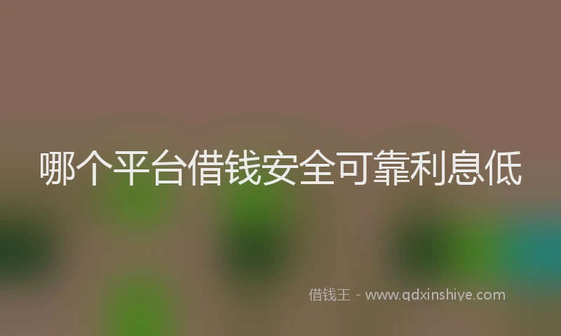 哪个平台借钱安全可靠利息低