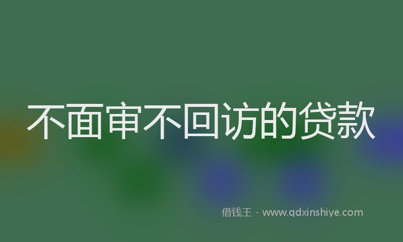 不面审不回访的贷款