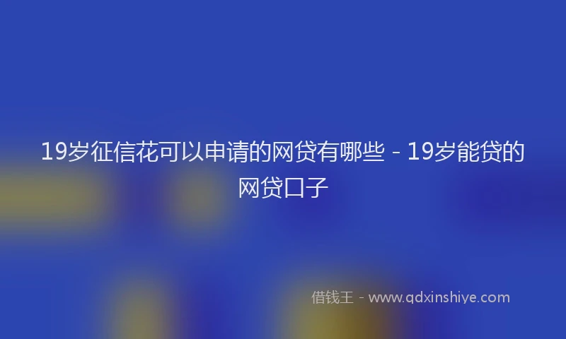 19岁征信花可以申请的网贷有哪些 - 19岁能贷的网贷口子