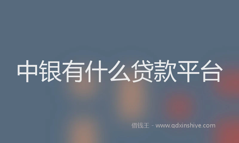 中银有什么贷款平台