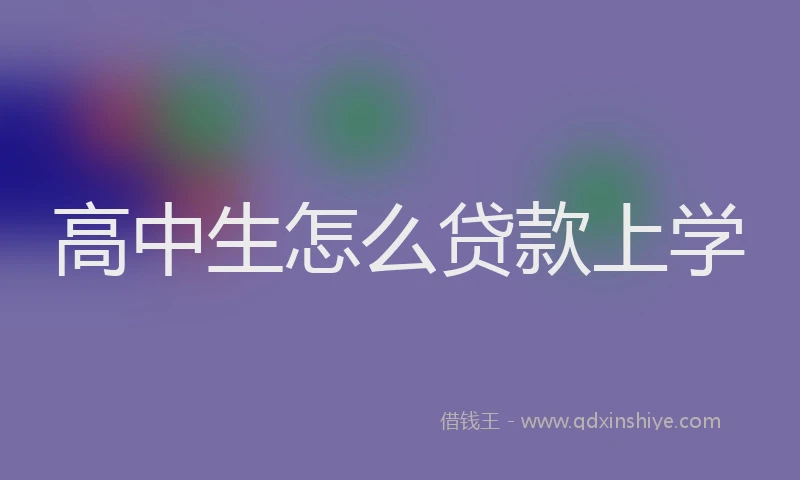 高中生怎么贷款上学