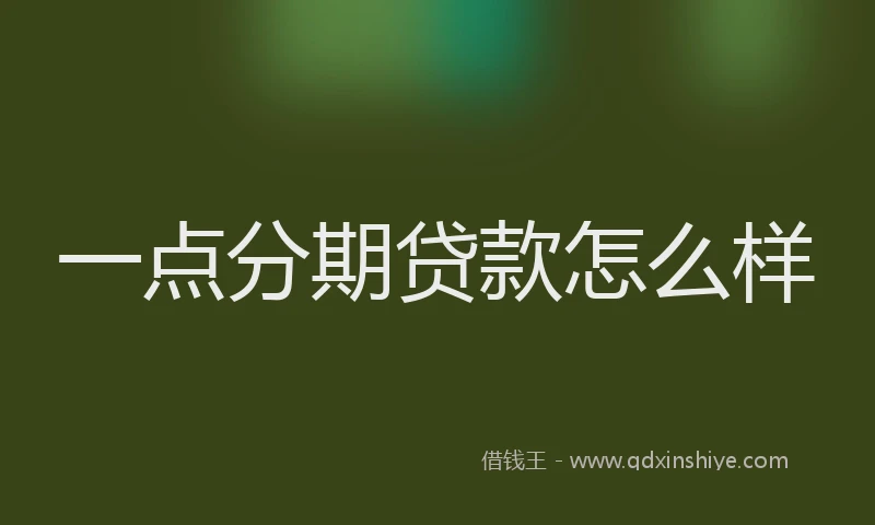 一点分期贷款怎么样