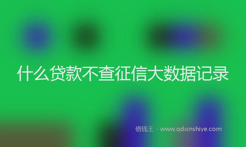 什么贷款不查征信大数据记录