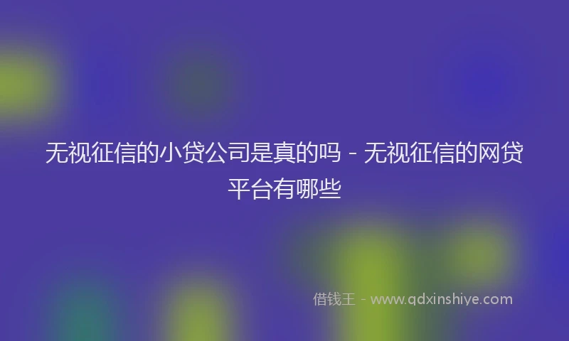 无视征信的小贷公司是真的吗 - 无视征信的网贷平台有哪些