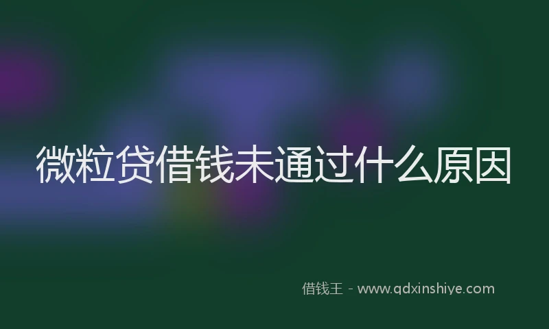 微粒贷借钱未通过什么原因