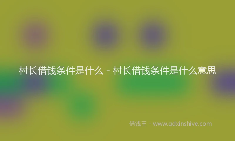 村长借钱条件是什么 - 村长借钱条件是什么意思