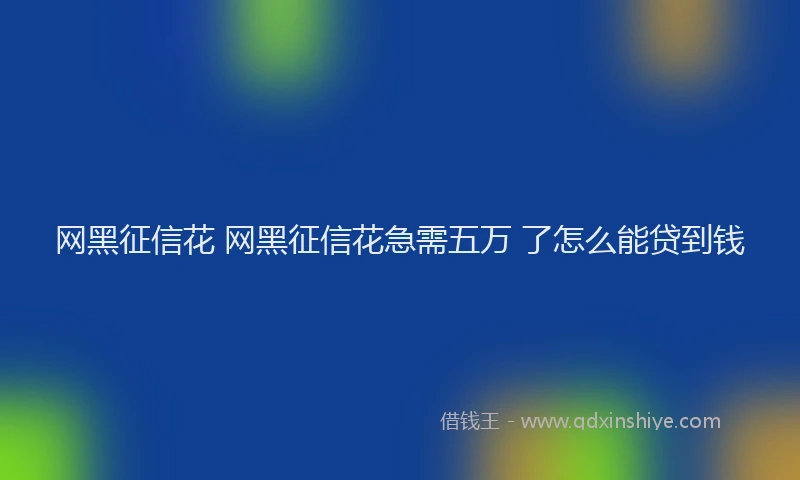 网黑征信花 网黑征信花急需五万 了怎么能贷到钱