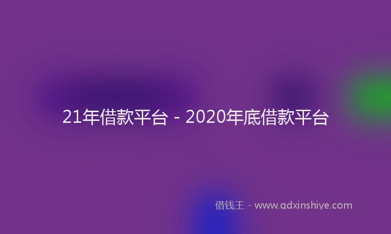 21年借款平台 - 2020年底借款平台