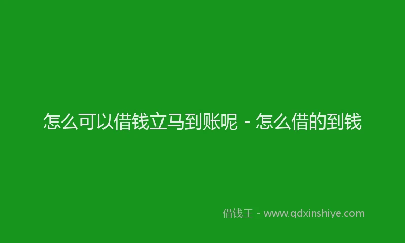 怎么可以借钱立马到账呢 - 怎么借的到钱
