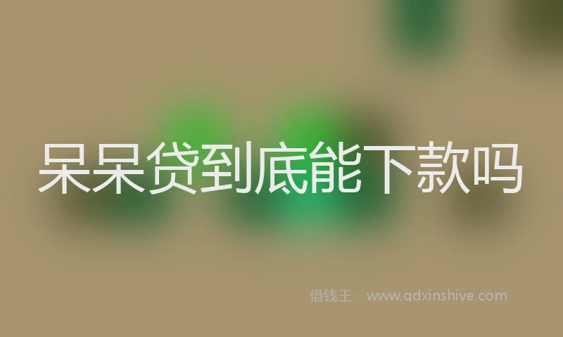 呆呆贷到底能下款吗