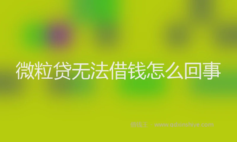 微粒贷无法借钱怎么回事