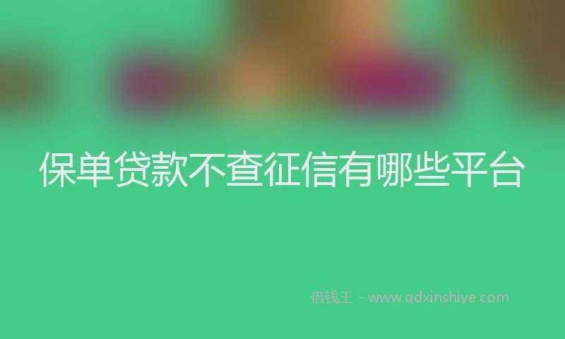 保单贷款不查征信有哪些平台