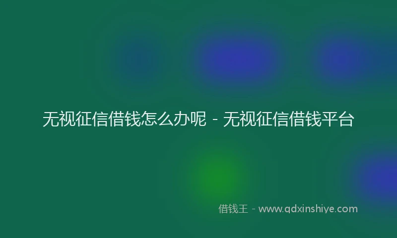 无视征信借钱怎么办呢 - 无视征信借钱平台