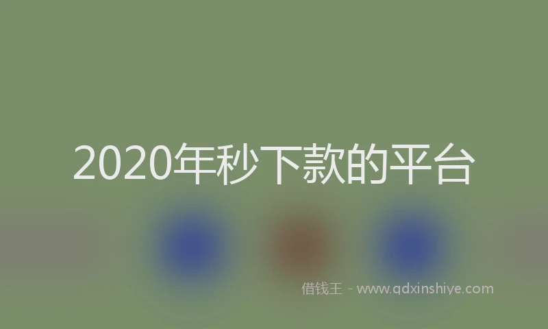 2020年秒下款的平台