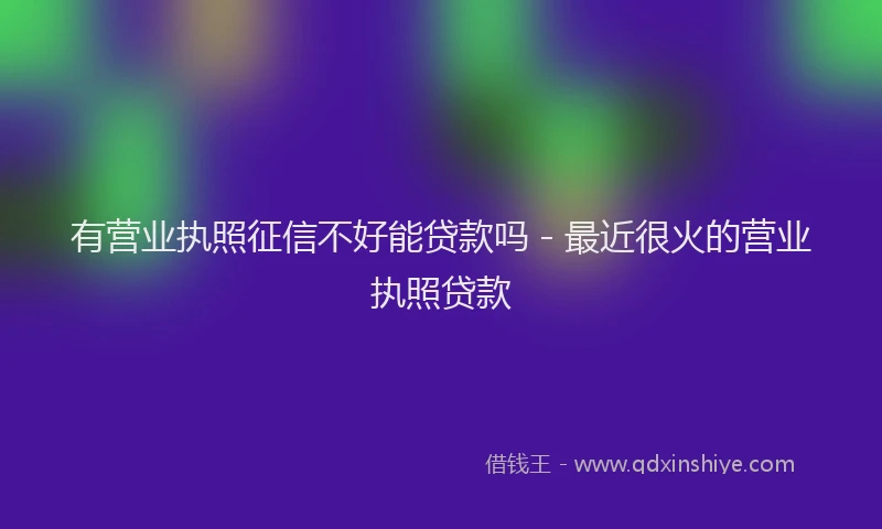 有营业执照征信不好能贷款吗 - 最近很火的营业执照贷款