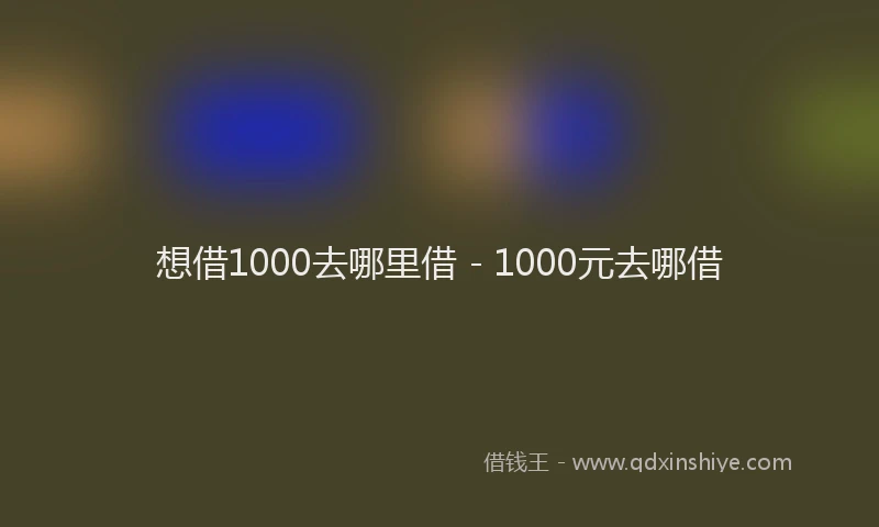 想借1000去哪里借 - 1000元去哪借