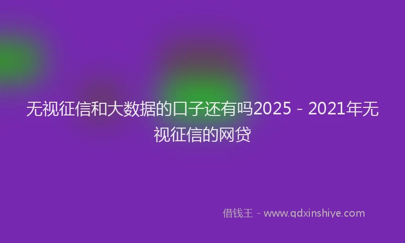 无视征信和大数据的口子还有吗2025 - 2021年无视征信的网贷