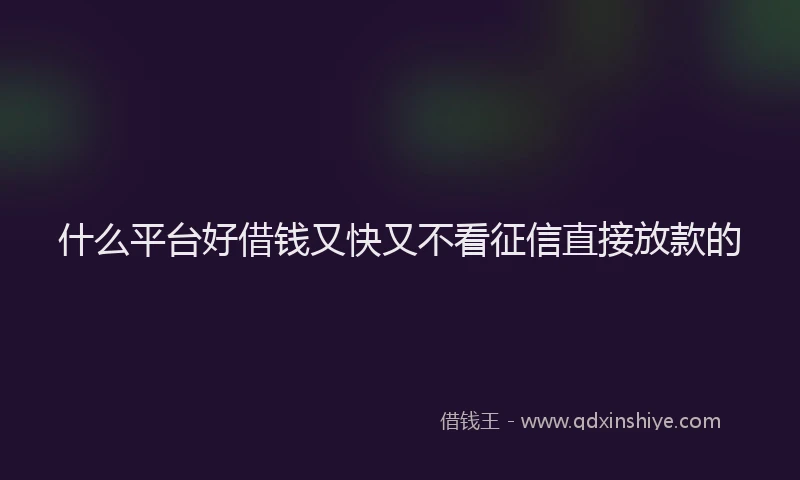 什么平台好借钱又快又不看征信直接放款的