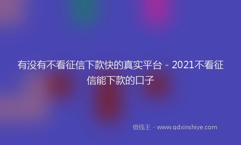 有没有不看征信下款快的真实平台 - 2021不看征信能下款的口子