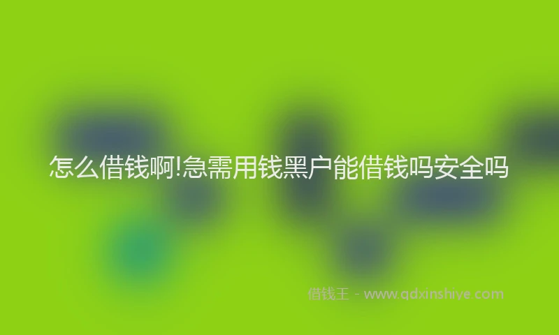 怎么借钱啊!急需用钱黑户能借钱吗安全吗
