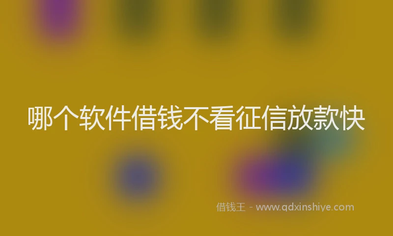 哪个软件借钱不看征信放款快