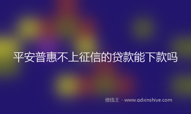 平安普惠不上征信的贷款能下款吗