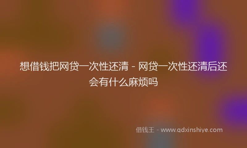想借钱把网贷一次性还清 - 网贷一次性还清后还会有什么麻烦吗