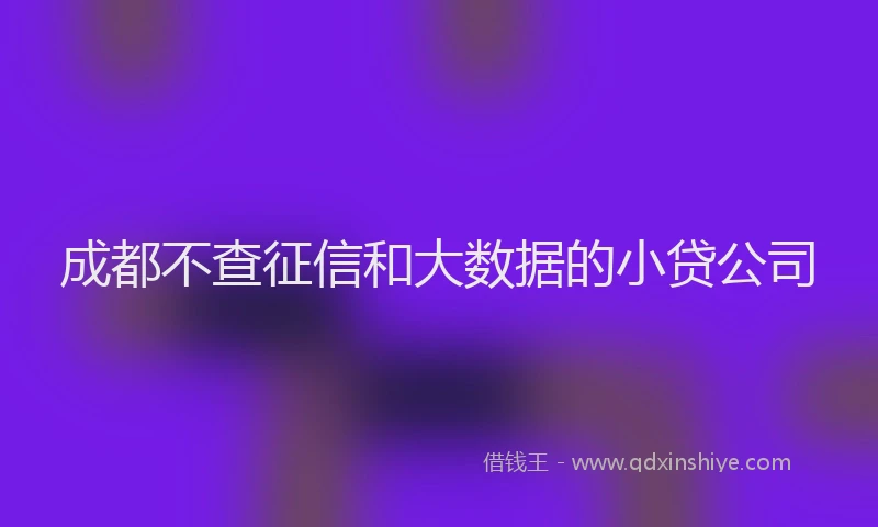 成都不查征信和大数据的小贷公司