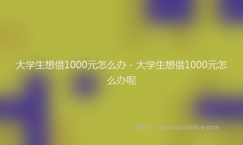 大学生想借1000元怎么办 - 大学生想借1000元怎么办呢