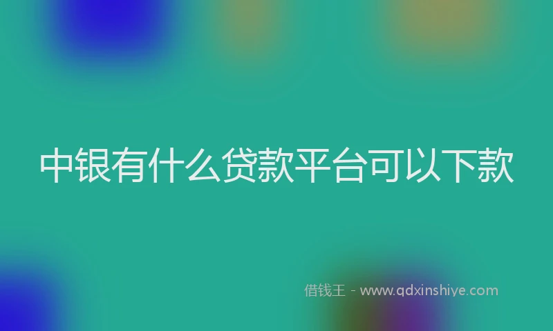中银有什么贷款平台可以下款