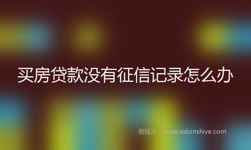 买房贷款没有征信记录怎么办