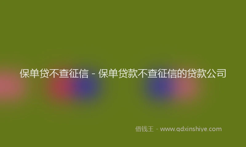保单贷不查征信 - 保单贷款不查征信的贷款公司