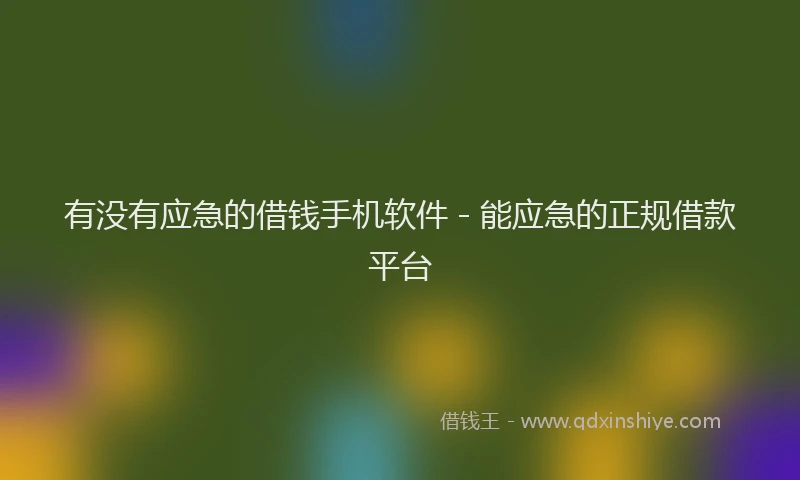 有没有应急的借钱手机软件 - 能应急的正规借款平台
