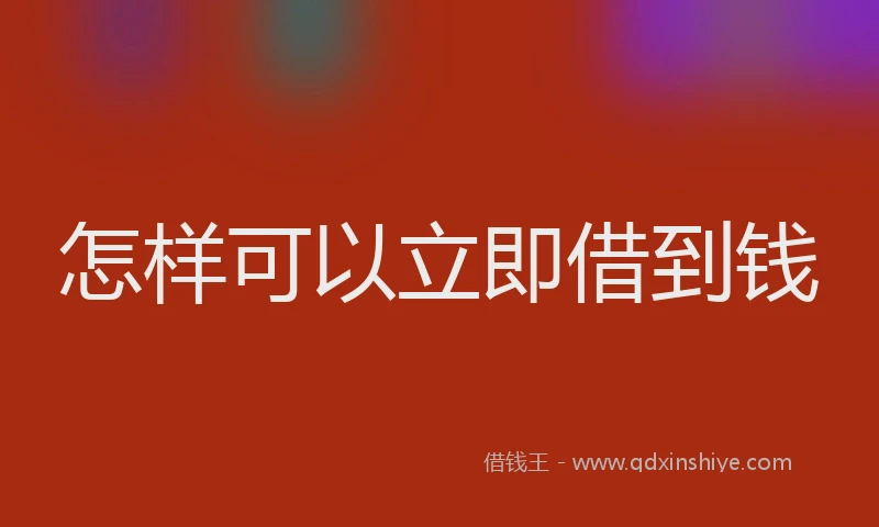 怎样可以立即借到钱