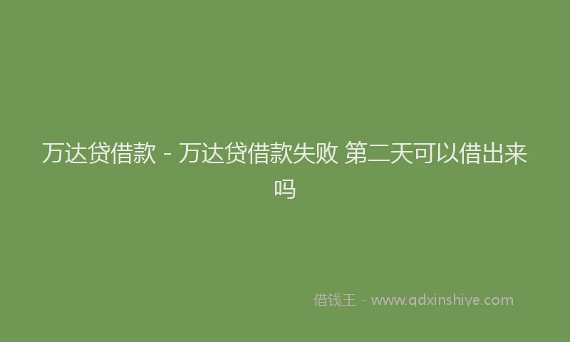万达贷借款 - 万达贷借款失败 第二天可以借出来吗