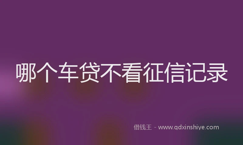 哪个车贷不看征信记录