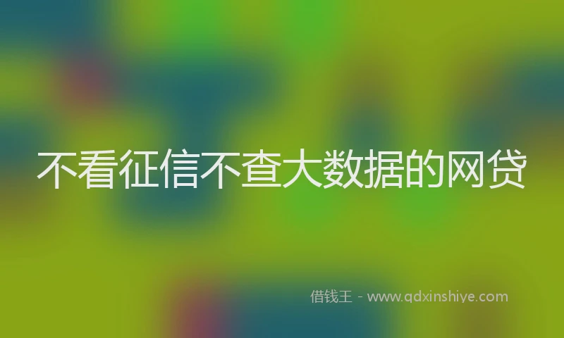 不看征信不查大数据的网贷