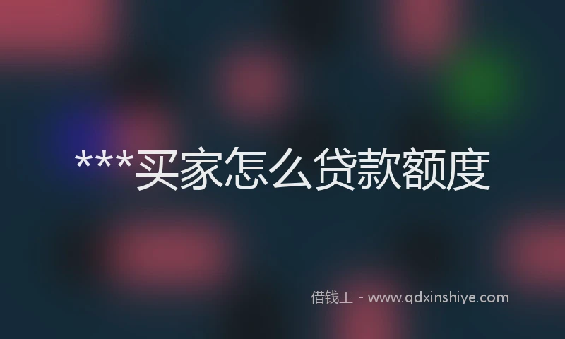 ***买家怎么贷款额度