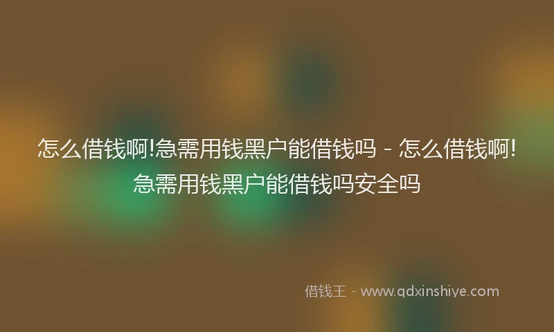 怎么借钱啊!急需用钱黑户能借钱吗 - 怎么借钱啊!急需用钱黑户能借钱吗安全吗