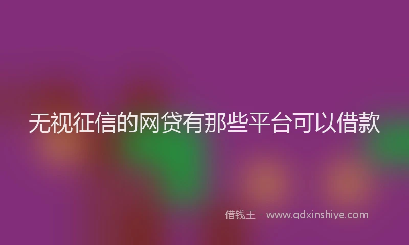 无视征信的网贷有那些平台可以借款