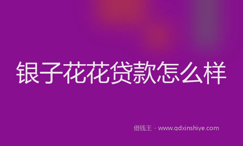 银子花花贷款怎么样