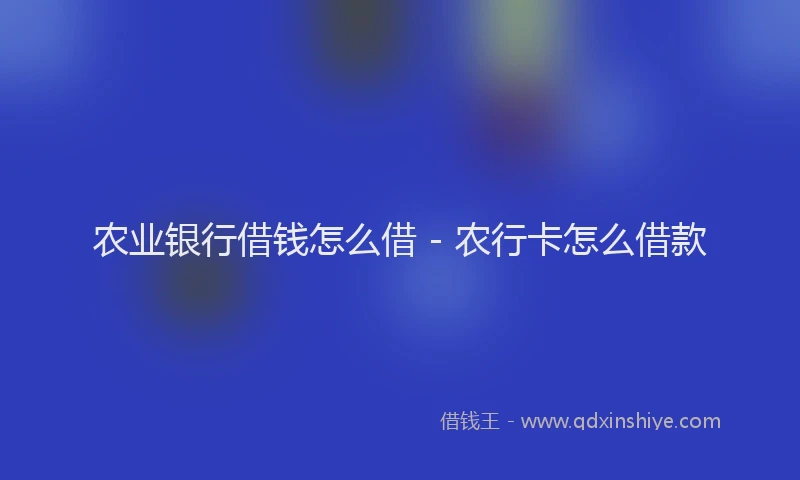 农业银行借钱怎么借 - 农行卡怎么借款