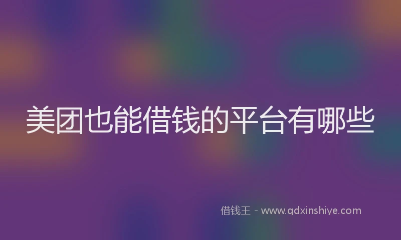 美团也能借钱的平台有哪些