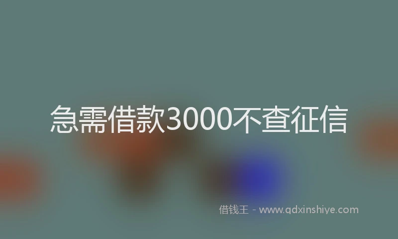 急需借款3000不查征信