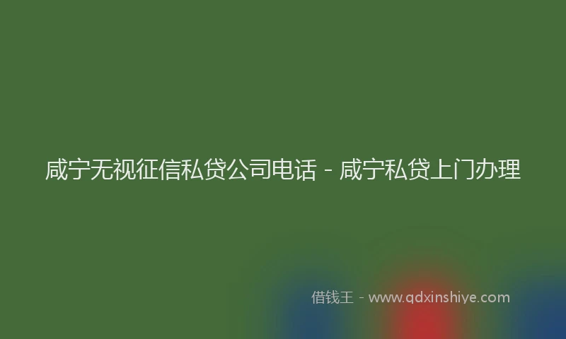 咸宁无视征信私贷公司电话 - 咸宁私贷上门办理