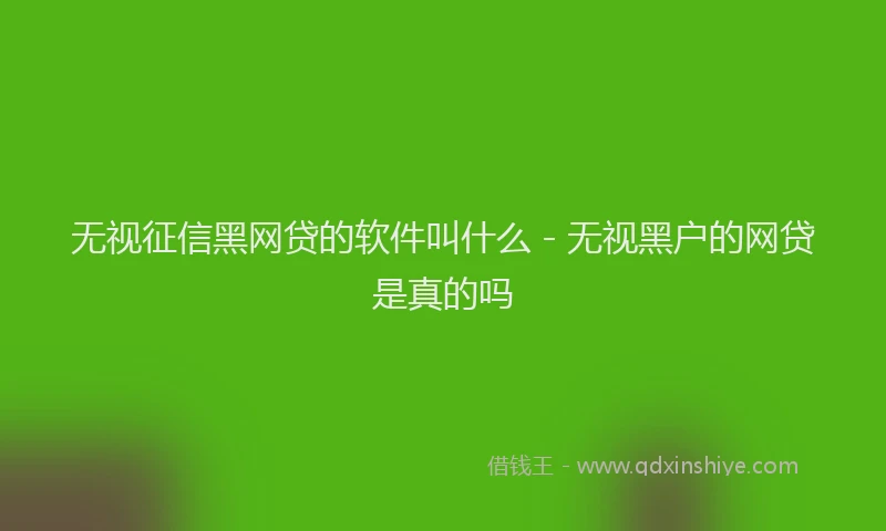 无视征信黑网贷的软件叫什么 - 无视黑户的网贷是真的吗