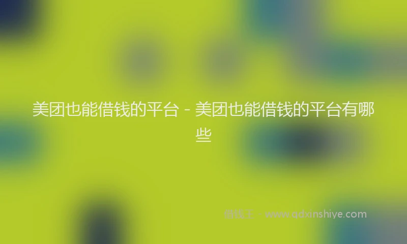 美团也能借钱的平台 - 美团也能借钱的平台有哪些