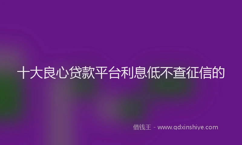 十大良心贷款平台利息低不查征信的