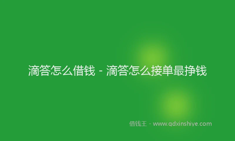 滴答怎么借钱 - 滴答怎么接单最挣钱
